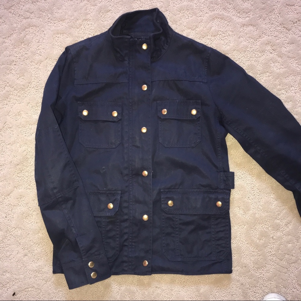 Jcrew Women’s Navy/Gold Button Field Jacket